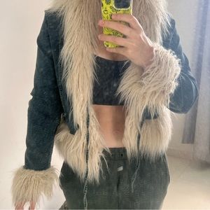 Recycled Faux Fur Jean jacket